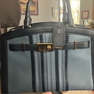 Michael Kors Navy and Light Blue Woven Tote